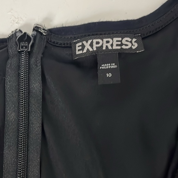 Express Sz 10 Black Floral Lace Bodycon Short Sleeve Zip Up Dress - Picture 5 of 5